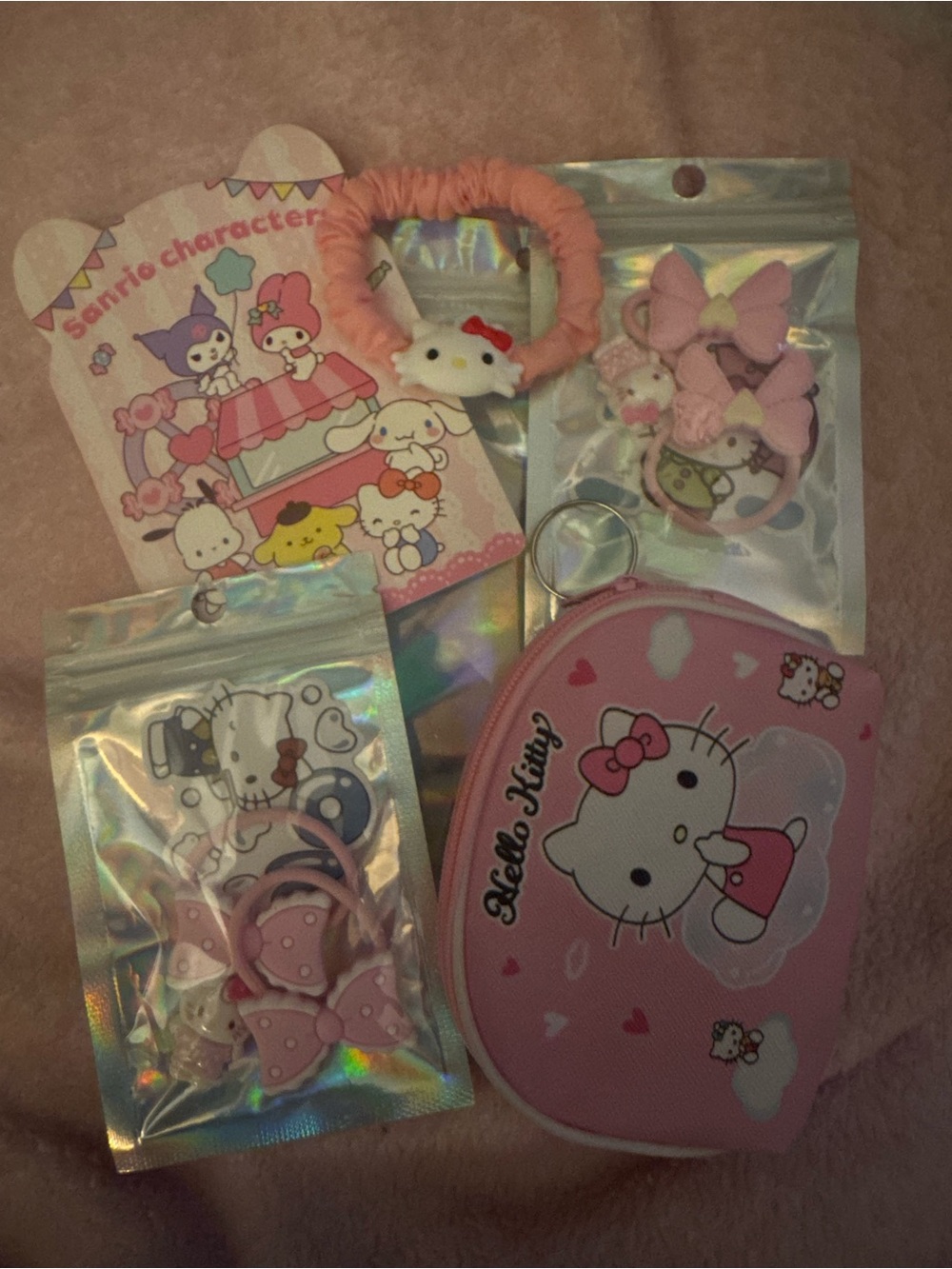 Hello Kitty Pink Hair Accessory Collection with Coin Pouch